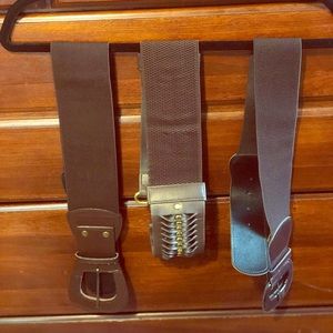 Three Brown Fashionable Waist Belts